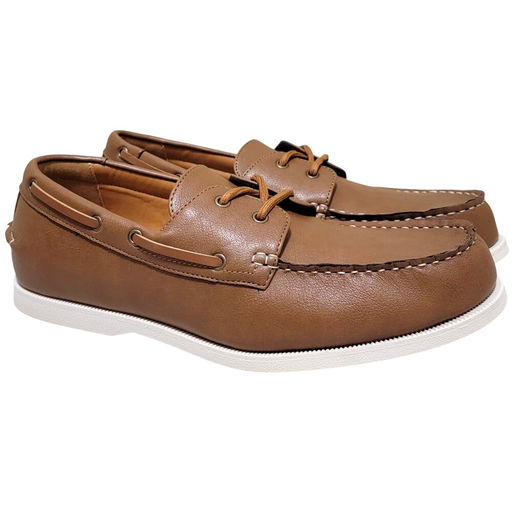 Club Room Men Elliot 2-Eye Casual Boat Shoes Size US 11M Brown Faux Leather